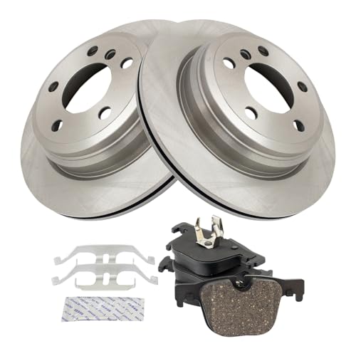 Image of TRQ Rear Brake Pad & Rotor Kit Ceramic Compatible with BMW