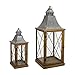 Melrose International 72153DS 22 x 33.5 in. Wood & Metal Lantern44; Brown & Tin - Set of 2