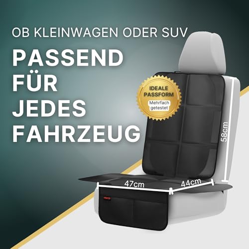 PROTEX Kindersitzunterlage [Testsieger 2025] ISOFIX-geeignet | Wasserabweisender Polyester Stoff mit gepolsteter Sitzfläche | L – Ansicht 4