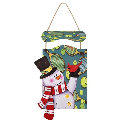 Tableau bois bonhomme de neige de Noël et tennis pour décor élégant