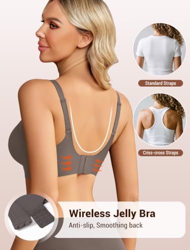 Image of Avidlove Jelly Bras for Women No Underwire Seamless Bralettes Wireless Push Up Scalloped Full Coverage Sports Everyday Bra