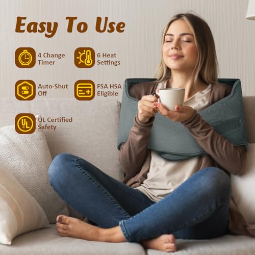 Image of Heating Pad for Back & Period Cramps, Wrap Around Heating Pad for for Waist Stomach, Versatile Electric Heated Pad for Neck Shoulders Thigh Knee, Birthday Gifts for Women Men Mom Dad