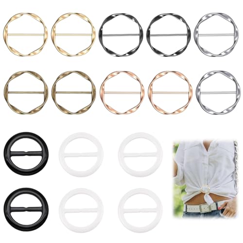 HstiaLving - 16 pièces Boucle De Ceinture En Métal, Foulard en Soie Anneau Clip Boucle de Ceinture en Métal T Shirt Clips écharpe Anneau Clip Pinces écharpe et Cravate Anneaux Taille Réglable pour Femmes Mode
