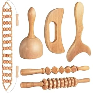 10-in-1 Wood Therapy Massage Tools Gua Sha Wooden Massager for Body Shaping Massage Tool Set Wood Therapy Tools for Relieving Muscle Pain Body Lymphatic Drainage Massager Anti-Cellulite