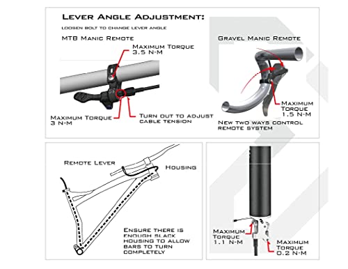 Image of X-Fusion Manic Gravel Internal Remote Dropper, OD:27.2, Travel:50 /100mm, Gravel Dropper, Gravel Dropper Post, with Remote Lever and Retail Package