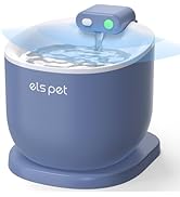 Cat Water Fountain: ELS PET 5000mAh Battery Operated Cat Fountain, 2.5L/84oz Wireless Ultra-Quiet...