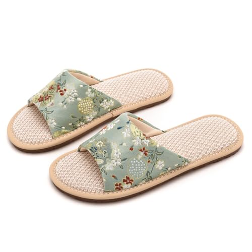 Women's Summer Slippers New Chinese Style Open Toe Linen Slippers Non-slip Home Indoor Slipper