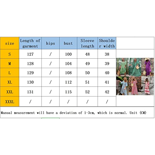 Women's Bohemian Flower Print Long Dress, V-Neck Puff Loose Swing Maxi Beach Dress Fashion Smocked Tiered Flares Sundress (Green, M) #TOP6