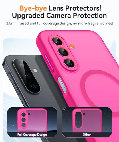 Image of CANSHN Designed for Samsung Galaxy A17-5G Case [Full Camera Protection] [Compatible with Magsafe] Translucent Matte Back Protective Phone Cover, Hot Pink