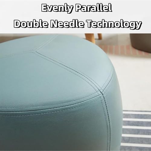 Pouf en cuir PU gris et petit tabouret bas de vanité rond