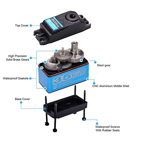 Betu 35Kg Coreless High Torque Rc Servo，Waterproof Servo With Full Metal Gear, Steering Servo With 25T Servo Horn（270°） #TOP1