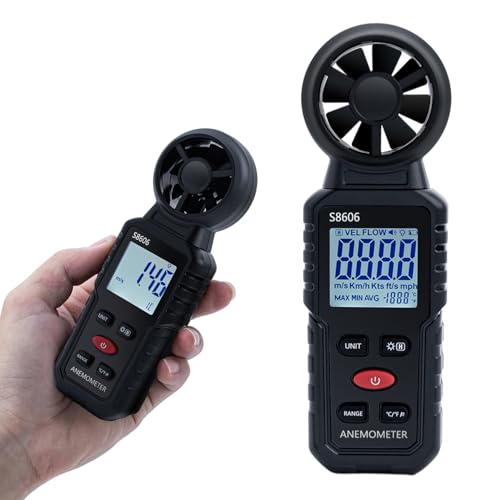 Tolesum Anemómetro Portátil Digital digital 3 in 1, anemómetro de mano con medición de la velocidad del viento, temperatura Windchill Wind Speed Meter Gauge para surfe/dron/HAVC/vela