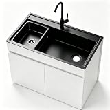 68/80cm Lavello Indipendente Inox con Mobile, Bianco