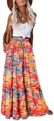 onlypuff Maxi Skirt for Women Boho Western Skirts High Waist Long...