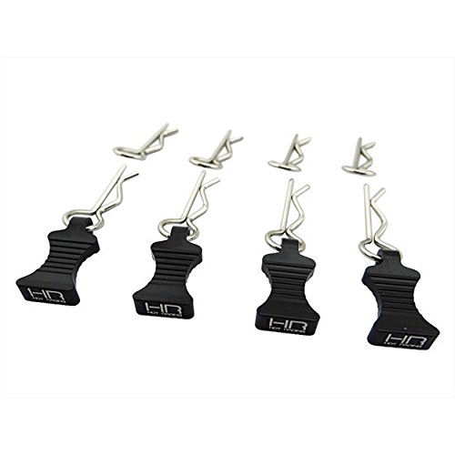 Hot Racing AC03EZ01 Black bent Body Clips 21mm long 1.6mm wire (8)