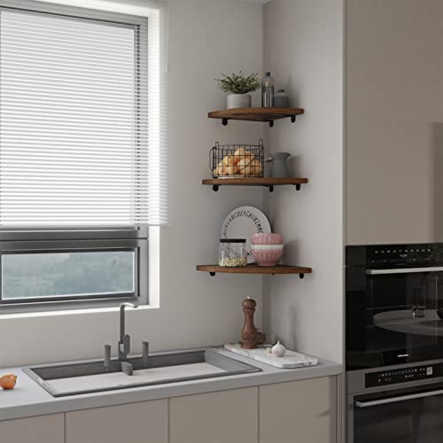 Wiftrey Wall Mount Floating Corner Shelves Set Of 3, Hanging Rustic Wall Storage Corner Shelf For Bedroom, Living Room, Bathroom, Kitchen #TOP5