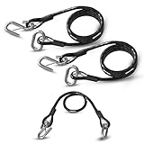 WAVESRX Trailer Safety Cables 3-Pack - Self-Coiling Safety Chain Replacement for Boat, PWC & Utility Trailer...