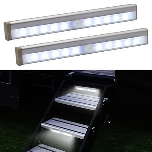 Elegananccy RV Step Lights Motion Activated, 10 LED Battery Operated Motion Sensor Stick Strip Lights, Magnetic Wireless Led Step Lights for Motorhome Travel Trailer, White (2 Pack) Elegananccy RV Step Lights Motion Activated, 10 LED Battery Operated Motion Sensor Stick Strip Lights, Magnetic Wireless Led Step Lights for Motorhome Travel Trailer, White (2 Pack)