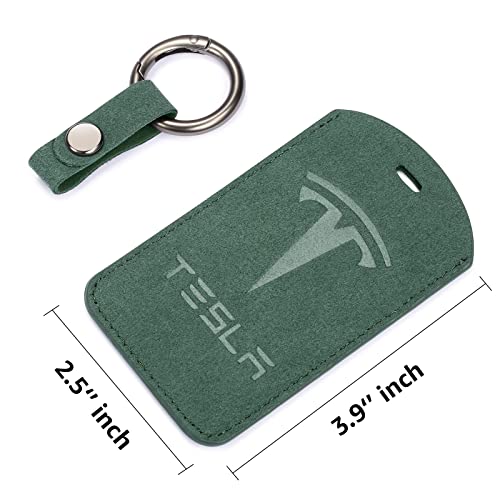 Phimiita For Tesla Key Fob Cover With Leather Keychain,Genuine Leather Full Protection Key Shell,Key Fob Case For Tesla Model 3, Model Y, Model X, Model S,Key Fob Shell,Green #TOP4