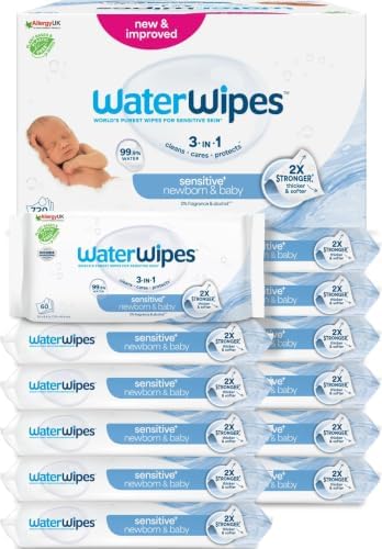 WaterWipes Sensitive+ Newborn & Baby Wipes 12 Paquets