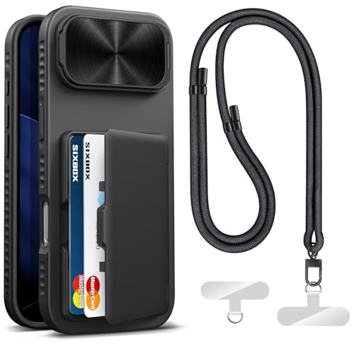 Image of for iPhone 17 Air Case Wallet with Stand & Phone Lanyard Crossbody (2X Phone Tabs) & Card Holder & Camera Cover, Military Grade Drop Protection Phone Case for iPhone 17 Air 6.5 inch 2025, Black
