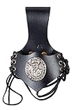  Halle 15 Clothes Großer Lederhalter für Trinkhorn Methornhalter Hornhalter mit Vikinger Emblem - H15 Merch ! (L)