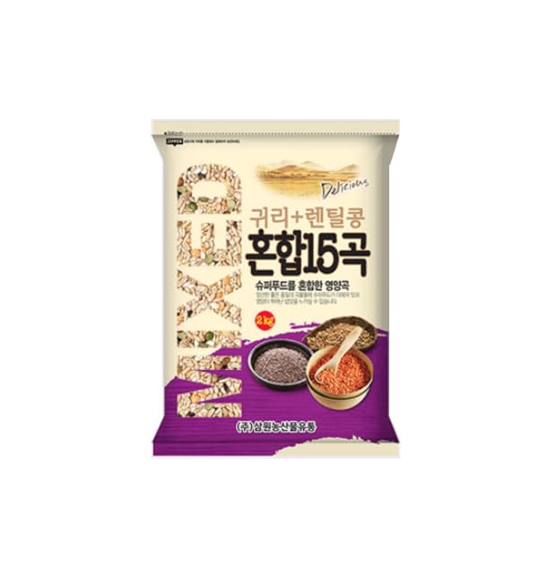 Korean Mixed Grain Rice, Multi-Variety Pack with White, Brown, Black, Sweet, and 5, 15 Mixed Grains (1 pack, 15 Mixed Grain 4.4lbs)