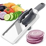 Cortador de Verduras para cocina, Cortadora Mandolina de mano con 3 ajustes grosor, Cuchillas acero inoxidable, Mango...