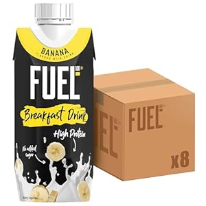FUEL10K Banana Breakfast Milk Drink, High Protein & Vitamins, 330 ml (Pack of 8)