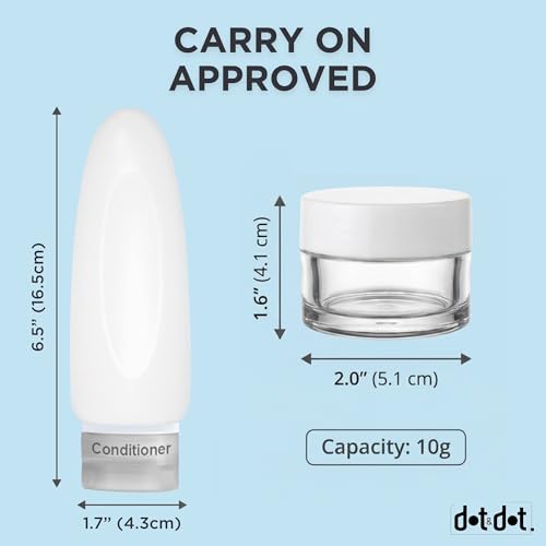 Image of Dot&Dot Leak Proof Travel Bottles - Tubes for Liquid TSA Approved 3oz 10pc Silicone Toiletries Travel Shampoo & Conditioner Containers with Labels