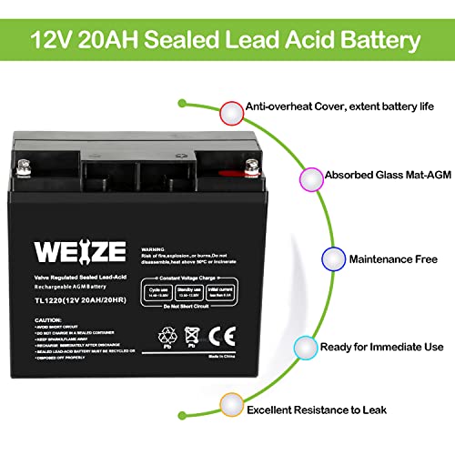 Weize 12V 20Ah Lead Acid Battery Replace Ub12200 Fm12200 6Fm20 Exp12200 12V 20Ah 22Ah Batteries #TOP3