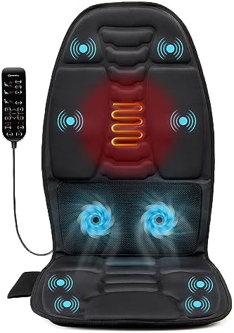 Back Massager with Heat, Massage Chair Pad for Pain Relief Deep Tissue, Portable Massage Seat Cushion for Home Office Use, Gifts for Men Women