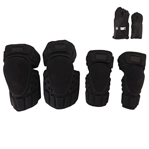 NDNCZDHC 4PCS Motorcycle Elbow Knee Pads with Storage Bag EVA Adult Arm Guards Black Adjustable Elbow Knee Protective Guards for Cycling