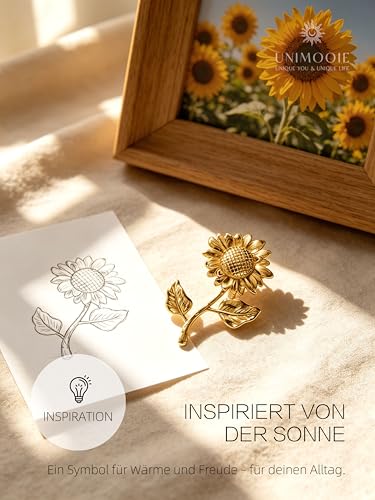 Broche de girasol para mujer con relieve sutil y acabado mate 3