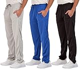 Real Essentials Big & Tall King Size Mens Men's Mesh Athletic Active Gym Workout Open Bottom Sweatpants Pockets Sports Training Track Running Casual Lounge Quick Dry Pants - Set 4, 4X Tall,Pack of 3