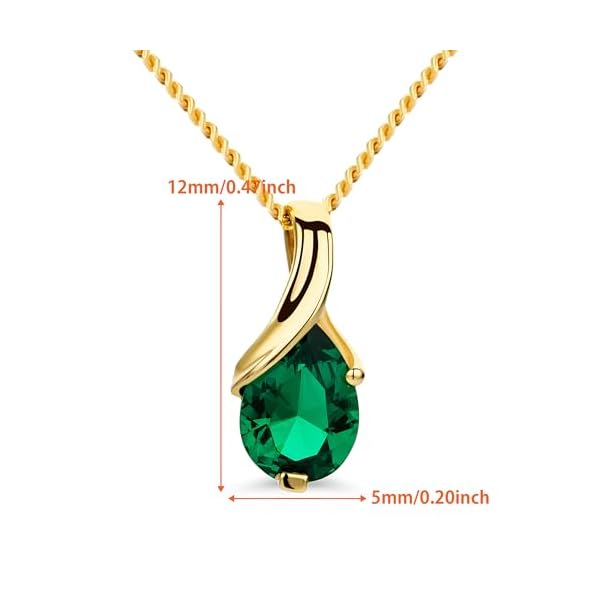 14K Gold Necklace for Women in 14K Yellow Gold/White Gold 585 with Ruby/Sapphire/Emerald/Topaz/Amethyst Gemstone/Birthstone Pendant Necklace and Gold Chain 17.7 ″ Long - Women's Jewelry - Image 3