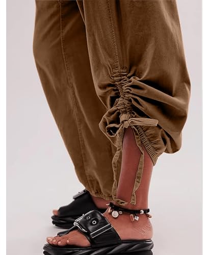 Aimiray Barrel Sweatpants Women Elastic High Waisted Wide Leg Linen Pants Casual Flowy Drawstring Barrel Pants with Pockets3