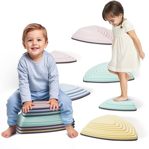 Image of VEVOR Balance Stepping Stones for Kids, 6 PCS, Up to 220 lbs, Non-Slip Toddlers Sensory Stepping Stones, Obstacle Course Coordination Game Toys Indoor or Outdoor Play for Children Aged 3 4 5 6 7 8+