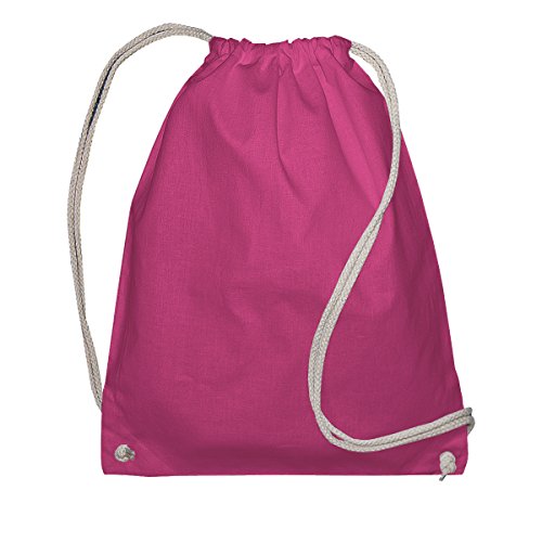 Jassz - Mochila/Bolsa saco o de cuerdas lisa Modelo Drawstring - Deporte/Gimnasio (Talla Única) (Magenta)