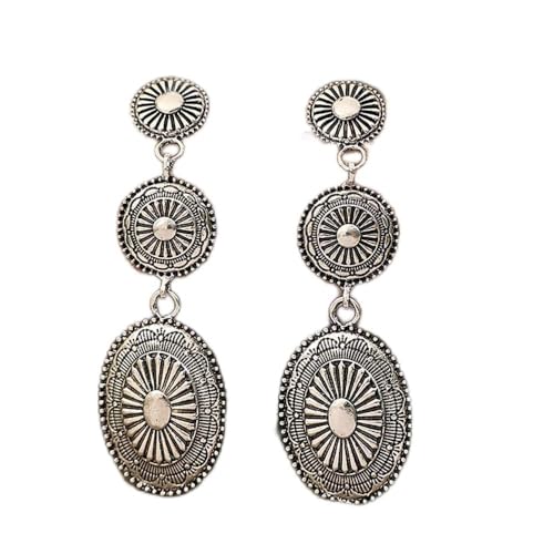 FFWTPY Boho Sonnenblumen Ohrringe Vintage Tropfen Ohrhänger Antik Silber Schmuck Ethno Stil Damen Accessoires