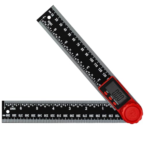 1ud Transportador de Angulos,Transportador Digital,Medidor de Angulos 360° con Pantalla y Función de Bloqueo,400 mm Regla,Falsa Escuadra,para Carpinteria,Ingeniería,DIY-Negro