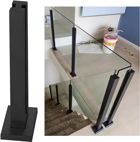 Sistema de abrazaderas para postes de barandilla de vidrio con abrazaderas cuadradas de 85 cm