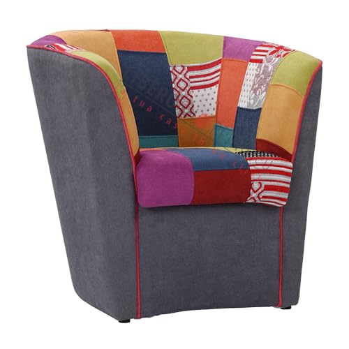 Liberoshopping Fauteuil Valentina A Cockpit en Tissu avec Assise en Tissu Patchwork (Gris)