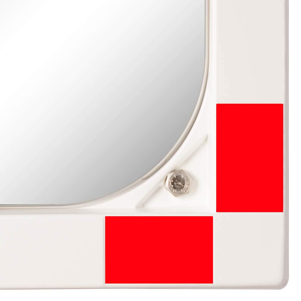 DIAMOND Verkehrsspiegel, SEKURIT-Sicherheitsglas, rot/weiß, 100 x 80 cm aus Stahl, Kunststoff, Glas, Art.-Nr. 41047 | Sicherheitsspiegel | Straßenspiegel