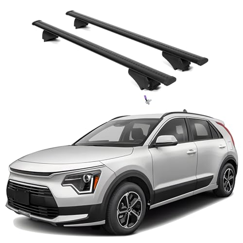 ERKUL Roof Rack Cross Bars for Kia NIRO 2023-2026 | Aluminum Crossbars with Anti Theft Lock for Rooftop | Compatible with Flush Rails - Black
