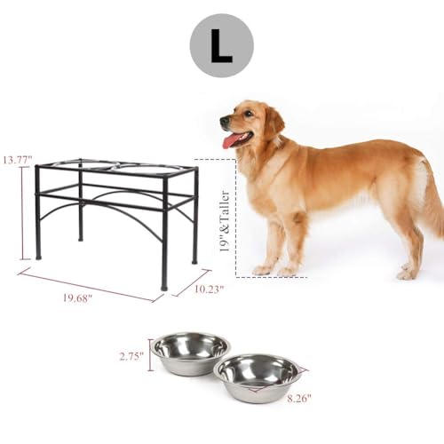 Gamelle surélevée double pour chien grand format qui protège le cou L - 7