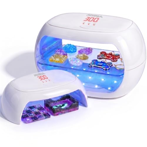 AOAKAL UV Light for Resin High Power UV Resin Lamp with Double-Sided Curing & 3 Timer Settings Large Space Resin Curing Machine for Jewelry Making DIY Crafts Molds & UV Resin Kit (Fast Curing)