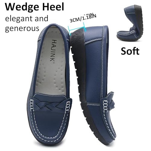 Image of Women Loafers Flexible Breathable Slip-On Comfortable Sole Low Wedge Loafers for Women Ladies Shoes for Walking