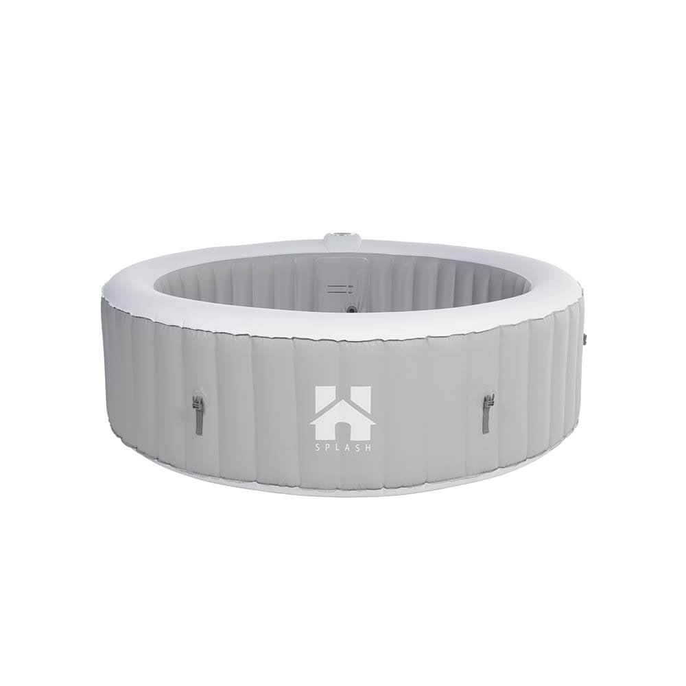 Home Deluxe - Outdoor Whirlpool - Splash - Farbe: Uni Grau - ⌀ 208 cm, Höhe 65 cm, 130 Luftdüsen - inkl. Abdeckung, Reparaturset, Filterset I Außen Whirlpool Spa für 6 Personen
