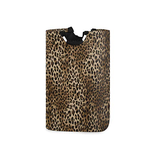 AUUXVA Collapsible Laundry Baskets Vintage Leopard Print Laundry Hamper Large Dirty Clothes Basket with Handles Washing Bins Toys Storage Organizer for Nursery Dorm Bedroom Bathroom